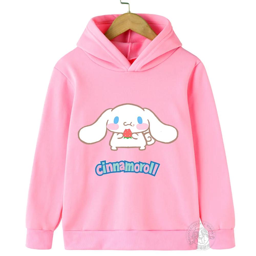 

Новые детские толстовки Cinnamoroll, одежда для мальчиков, одежда для девочек, модная детская осенняя теплая толстовка, детские мультяшные пуловеры 100cm розовый