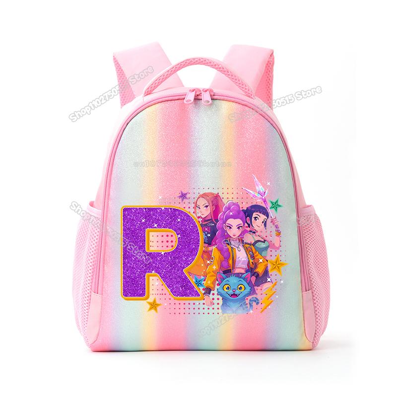 Perfect KPop Demon Hunters Letter A-Z Rainbow Backpack Rumi Mira Zoey Student School Backpack Anime Movie Women Girl Travel Rucksack