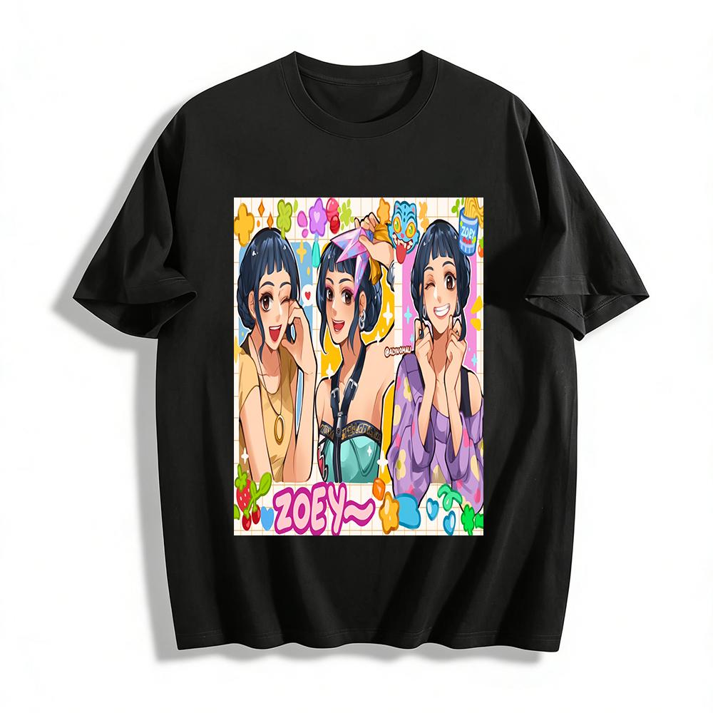 

Zoey Anime Girl Graphic T-shirt Women Loose Casual Japanese Style Cartoon Print Top Tees Pure cotton T-shirt XXS