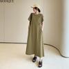 MODIQUE Summer Plus Size New Women Loose Minimalist Solid Color Long Dress Female Casual Short Sleeve O-Neck Dresses