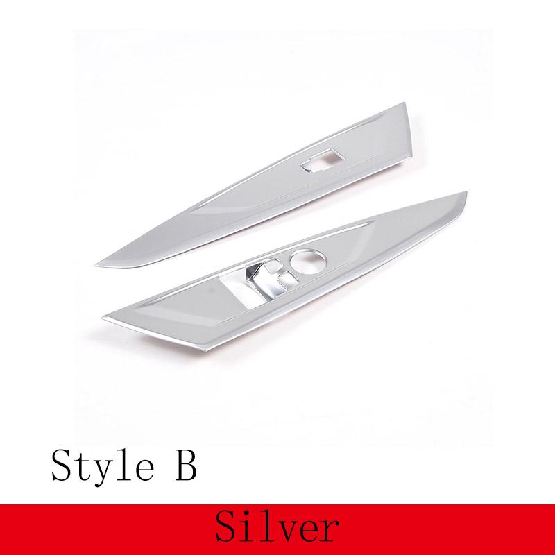 

For BMW 4 Series G22 G23 G26 - ABS Carbon Fiber/Black Car Window Lift Button Decorative Sticker Car Interior Accessories style B Silver