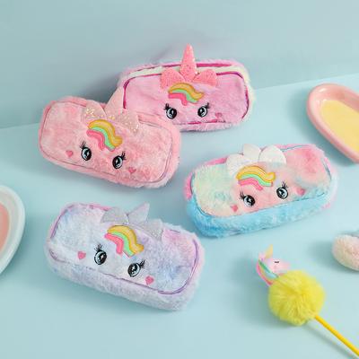 Porte-crayon poilu Adorable Mignon Trousse à crayons Sac de papeterie dessin animé Sac à crayons en peluche douce Pour le rangement de la papeterie École