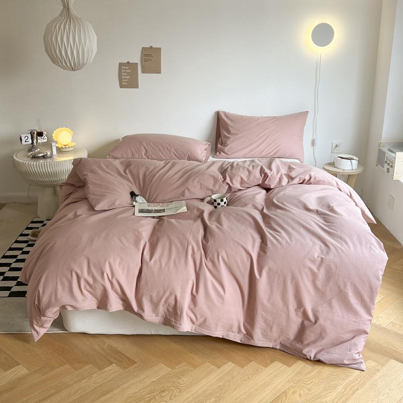 Ins Solid Color Washed Cotton Quilt Cover Single and Double Four Seasons Pure Cotton Quilt Cover