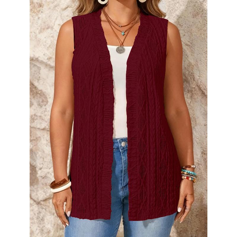 Cardigan lavorato a maglia trasparente aperto davanti da donna Oversize Estivo Leggero Traspirante Top Monocolore Loungewear da Vacanza