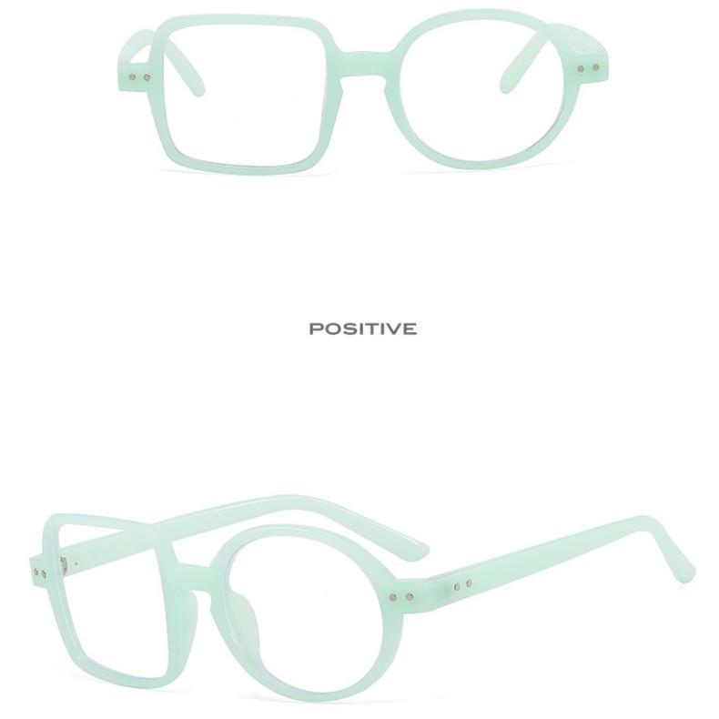 Women's Glasses Anti-Blue Light Fashion Personalized Hip Hop Square and Round Color Matching Plain Glasses Party Street Shooting Stylish Glasses