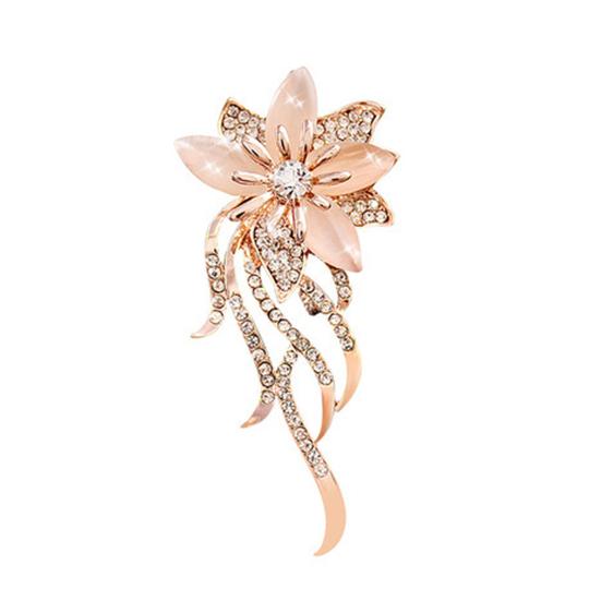 Women Fashion Rhinestone Inlaid Flower Brooch Pin Cardigan Shawl Decor Gift