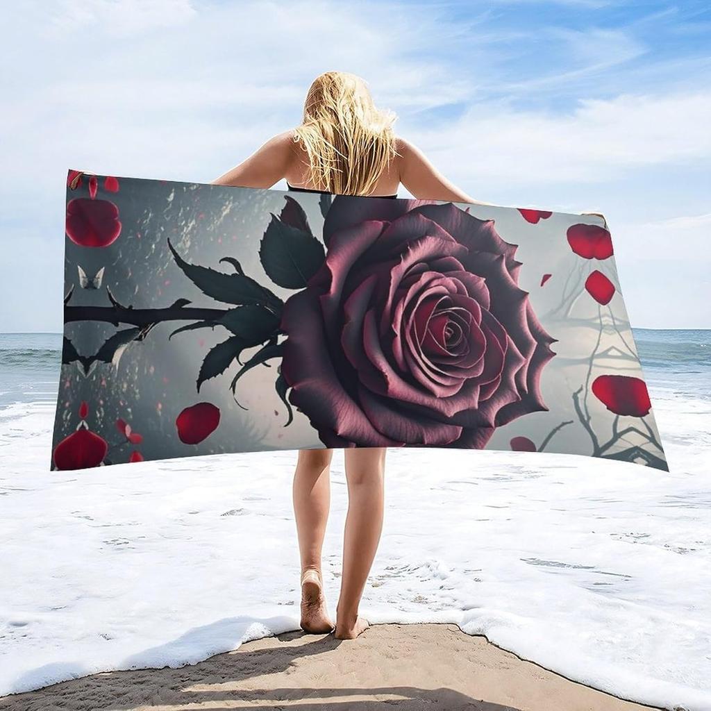 Rose pattern Beach Towel for Family stuffs friends Gifts Quick-Dry Sand free For Bath Yoga Tourism Beach Camping Swimming GYM