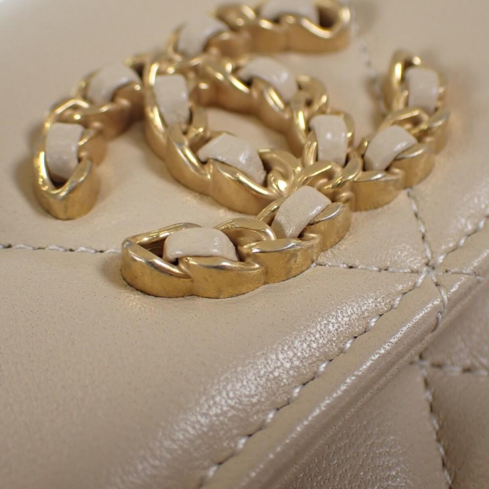 Chanel AP2700_B04852_N5025 Bifold Wallet Beige Lambskin Women