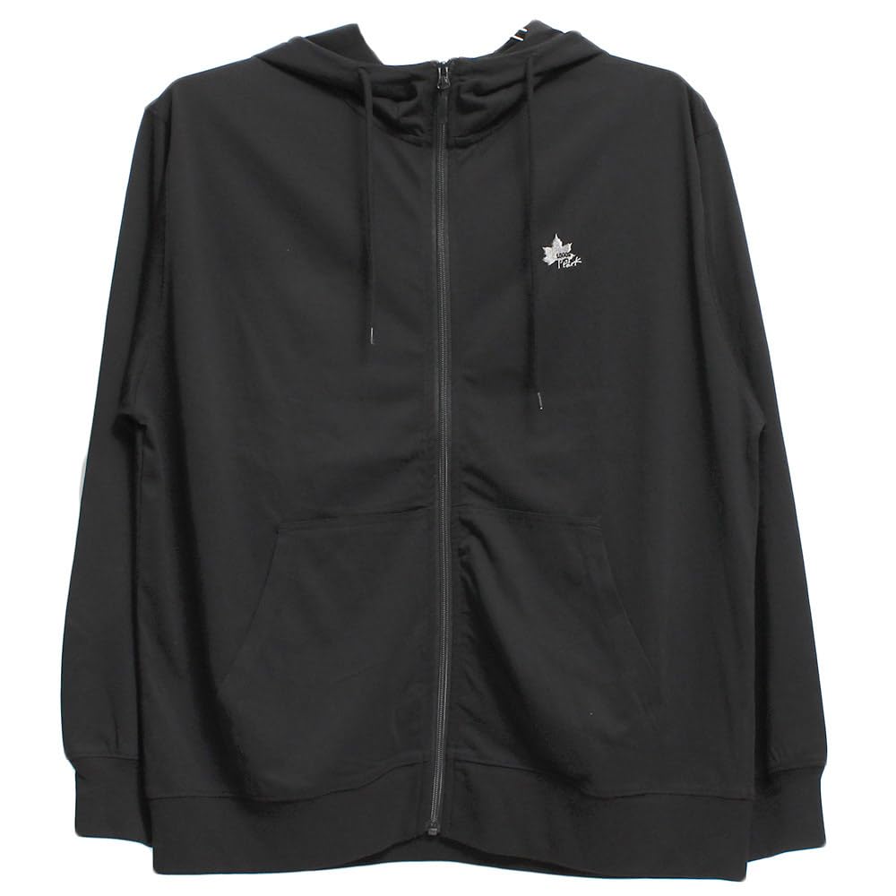 One Colors LOGOS PARK Herren Plus Size Hoodie, Leicht, Logo Stickerei Druck, Reißverschluss Cut and Sew Blouson, Größe 3L, Schwarz (49)