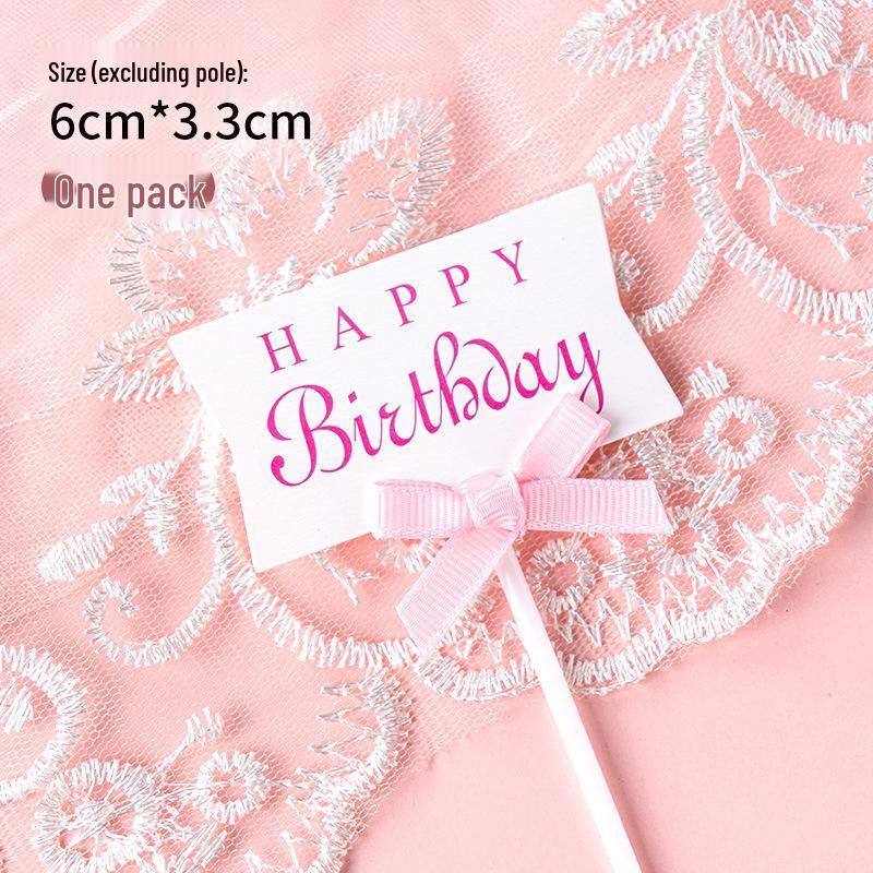 Writable Birthday Cake Decoration Bow with Blessings Card