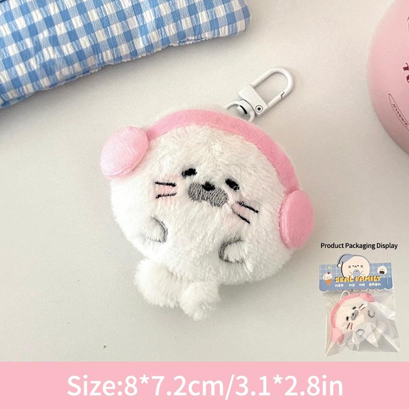 Cute Seals Sea Otter Baby Keychain Plush Seal Figurine Hanging Pendant Keyrings Student Schoolbag Key Chain Pendant Gifts