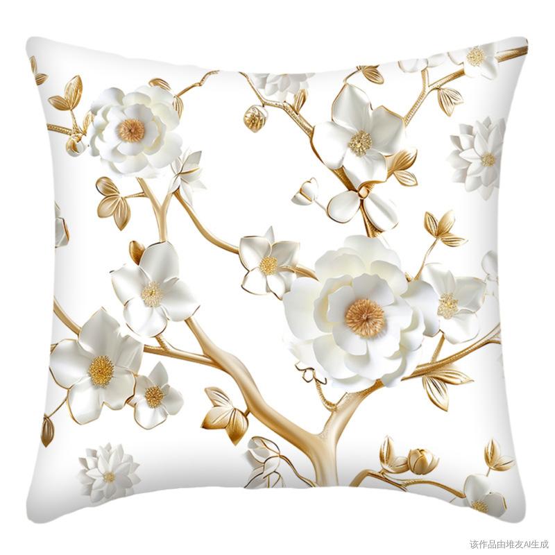 

Наволочка с принтом масляной живописи, наволочка для подушки для дома, дивана, подушка, наволочка для подушки для поясницы в автомобиль, подушка, наволочка с золотым цветком 45*45cm