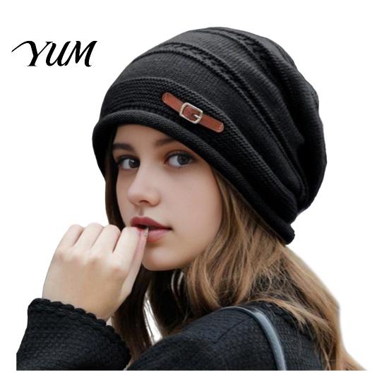 Cold Weather Commuter Hat Winter Knitted Cap for Women Girls, Thickened Warm Weather, Stylish Gift Plush Lined Fashion Stacked Hat, Slouchy