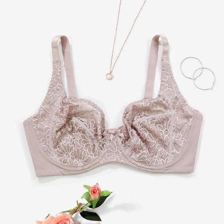 Plus Size Lace Bralette Women Thin Brassiere with Wire No Foam Pad 75C 80D 100C 105D