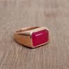 Roher Tiefroter Rubin Edelstein Sterlingsilber Gebürsteter Roségold Ring Schmuck, Einzigartiger Hochzeitsgeschenkring