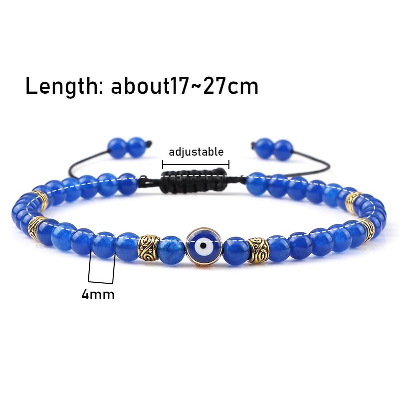 Lucky Evil Eye Bracelet Men Natural Stone 4mm Tiger Eye Lava Agates Beads Adjustable Braided Bracelets&Bangles Jewelry for Women