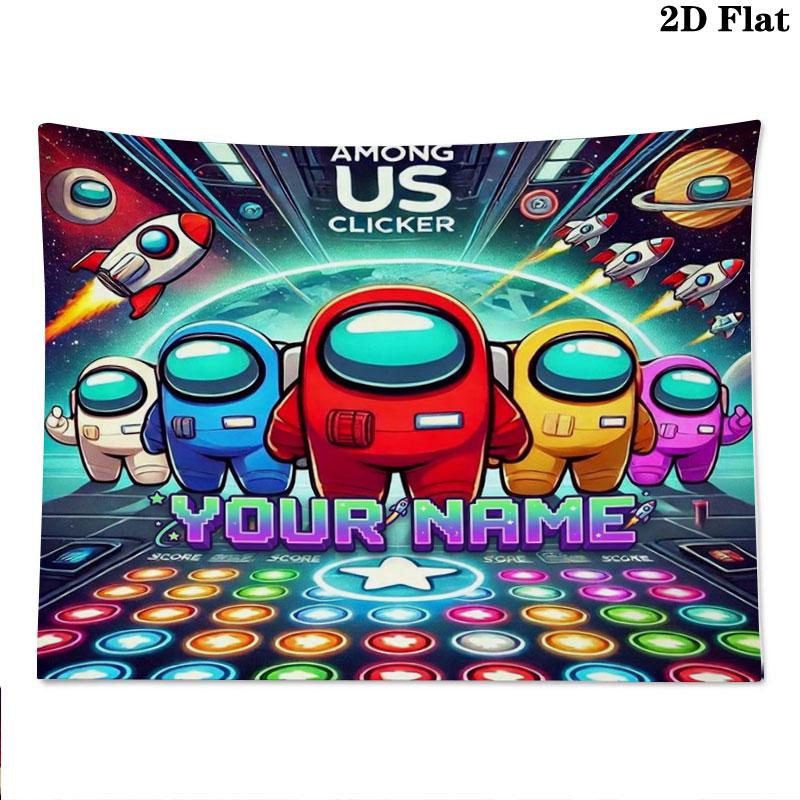 Among Us Custom Name Wall Tapestry Aesthetic Wall Hanging Printed Fabric Blanket Decorative Tapestries for Bedroom Living Room Home Decor