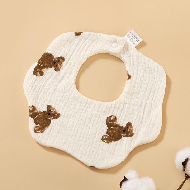 6-Layer Cotton Gauze Petal Baby Bib - 360° Newborn Anti-Spit-Up Towel for Summer