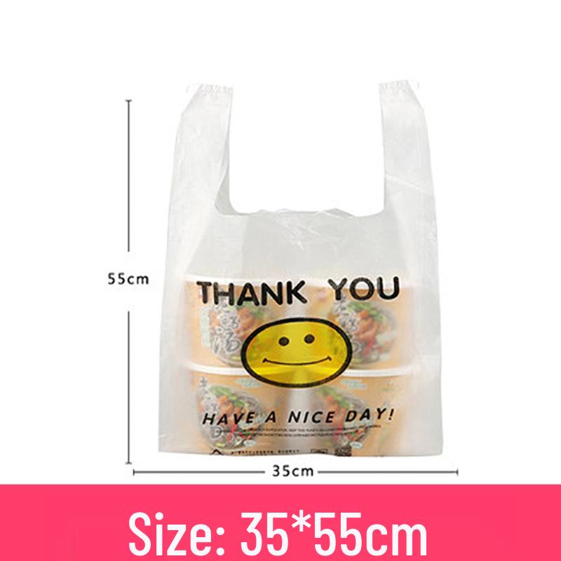 Thickened Transparent Smiley Face Tote: Convenient Disposable Supermarket Bag for Takeaway