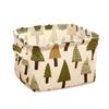 Foldable Storage Basket with Handles Waterproof Large Capacity Cotton Linen Printed