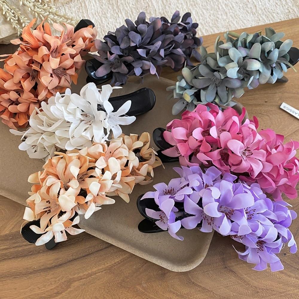 Acrylic Hanfu Hair Clip Cloth Ponytail Holder Fairy Flower Hairpin  Party