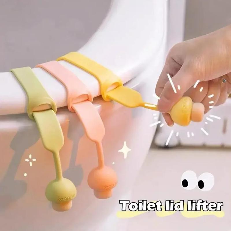 1/4pcs Toilet Flipper Silicone Lift Toilet Lid Toilet Seat Pull Ring Sanitary Anti Dirt Hand Bathroom Seat Lifter Accessories