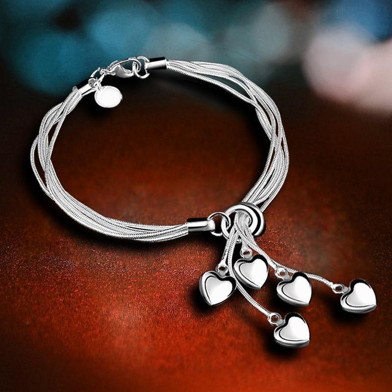Braccialetti a Catena con Ciondolo Cuore e Nappa