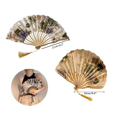 21/22cm Portable Hand Fold Fan New Chinese Style Dance Props Retro Shell Fan Woman Men Bamboo Wood Silk Flower Folding Fan
