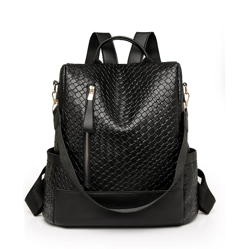 

Женский противоугонный рюкзак из мягкой кожи, однотонный многоцелевой рюкзак чёрный