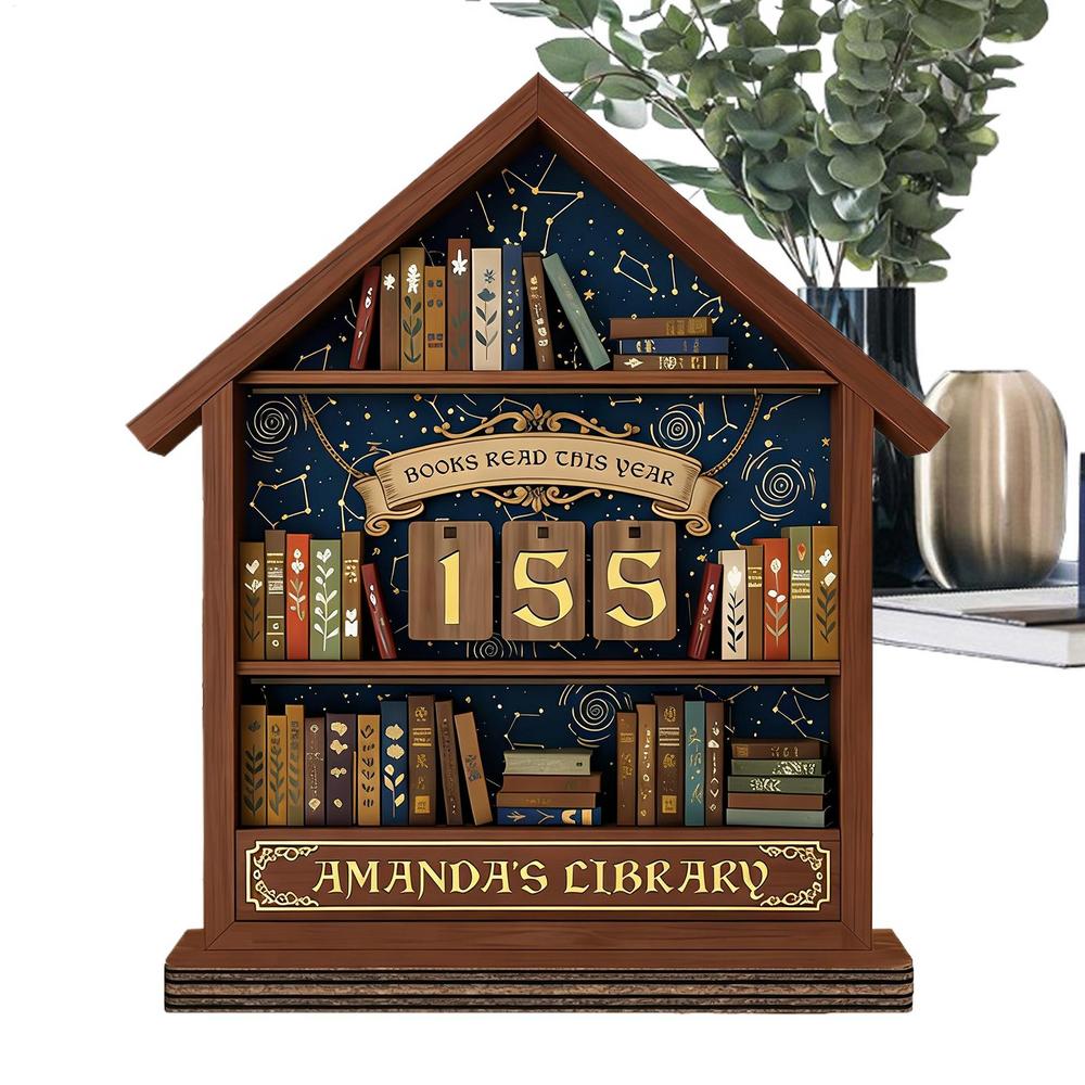 Трекер книг Отображение цели чтения Декор книжной полки Счетчик книг Знак для учителей Женщин Библиотекарей Детей Книголюбов Библиотека