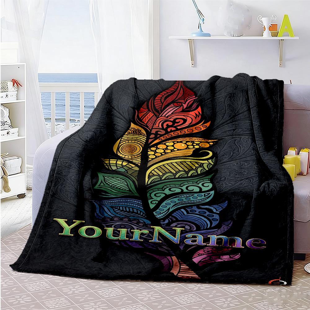 Ethnic Tribal Patterns Personalized Name Blanket Cozy Personalized Blanket Warmthful Decor Throw For Seaside Office Chair Sofa Picnics