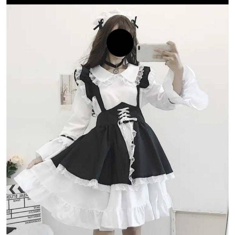 Game Themed Black White Maid Costume Cosplay For Anime And Cosplay Enthusiasts
