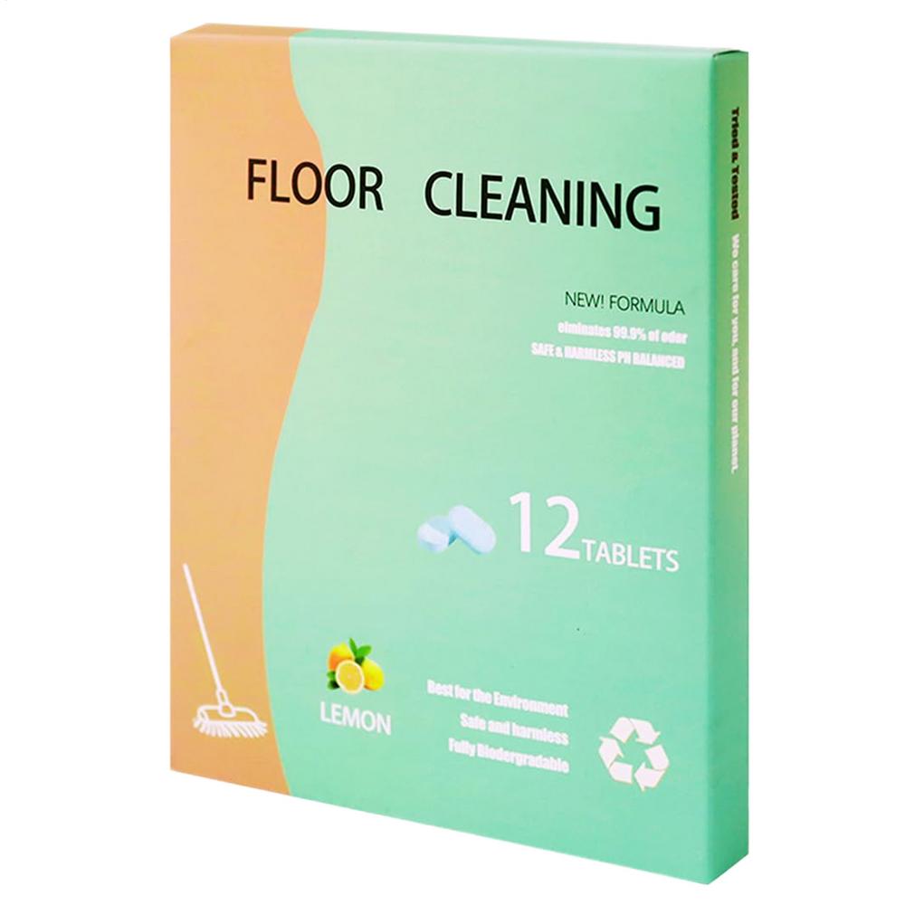 Tile Floor Cleaner 12 Pieces Floor Lemon Scent Mopping Tablets Bathroom Mopping Cleaner For Hardwood Laminate Tile Bathroom Lemon