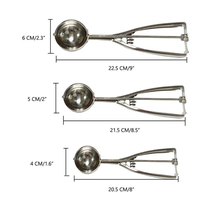 Stainless Steel Ice Cream Scoop Digging Spoon With Spring Handle Ice Cube Mold Fruit Scoop Ice Tray Mold Kitchen Accessories