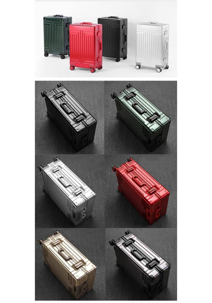 Manai Aluminum-Magnesium Alloy Trolley with Universal Wheels, Metal Luggage for Men, Women, Students, and Business Travel