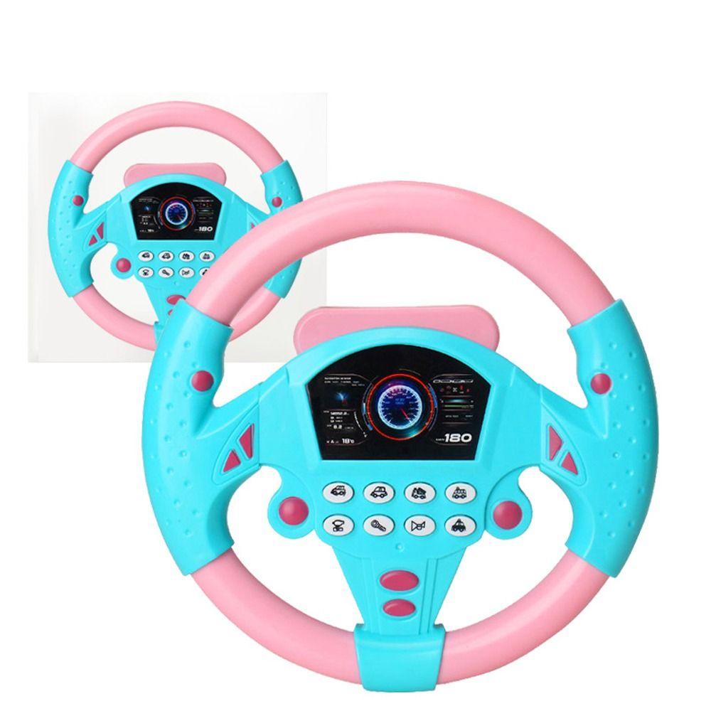 

Thinking Exercise Stroller Steering Wheel Vocal Toys Simulation Steering Wheel Toy Kids Toys pink-without base