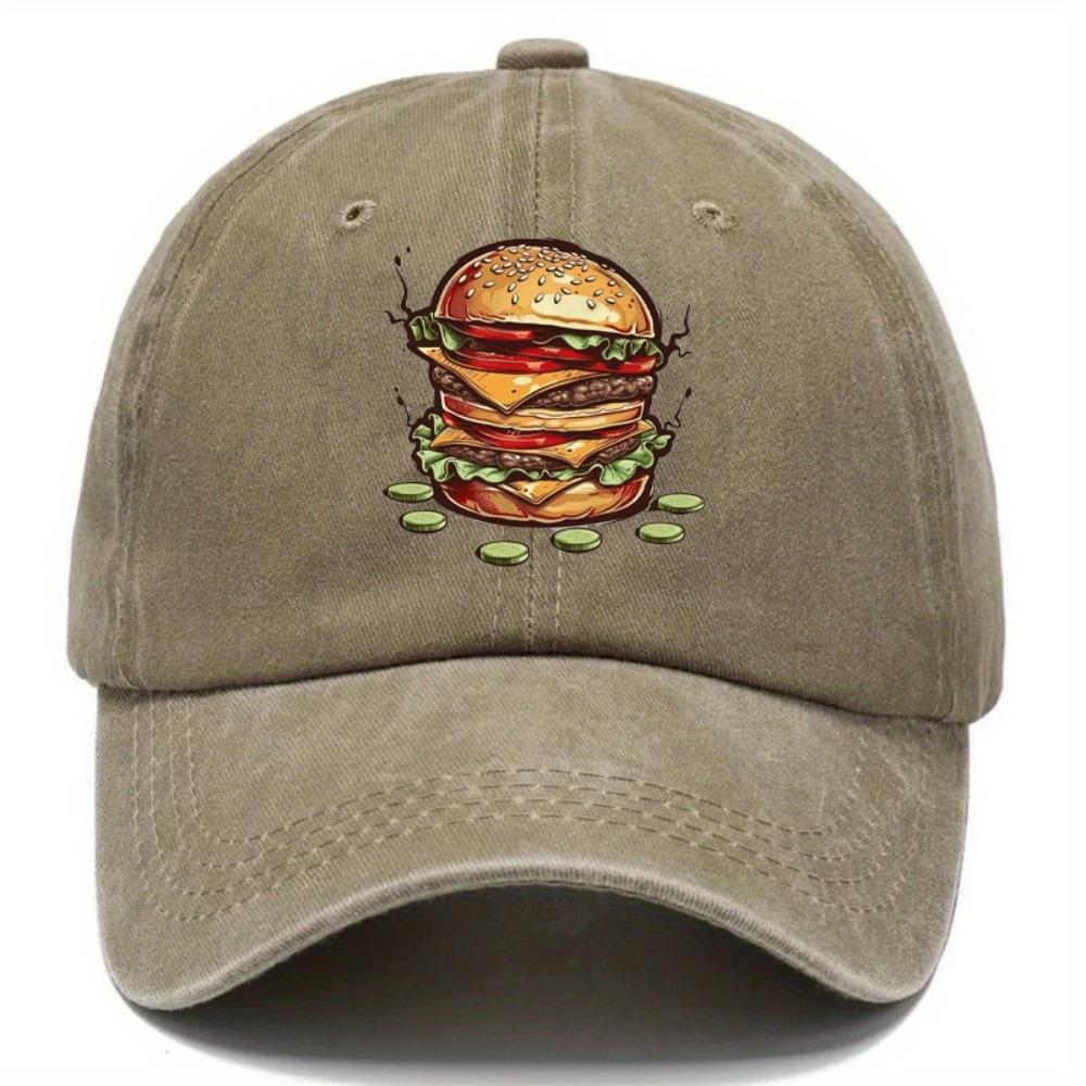 Men's Hamburger Printed Baseball Hat Outdoor Sports Beach and Casual Wear Father's Day Gift