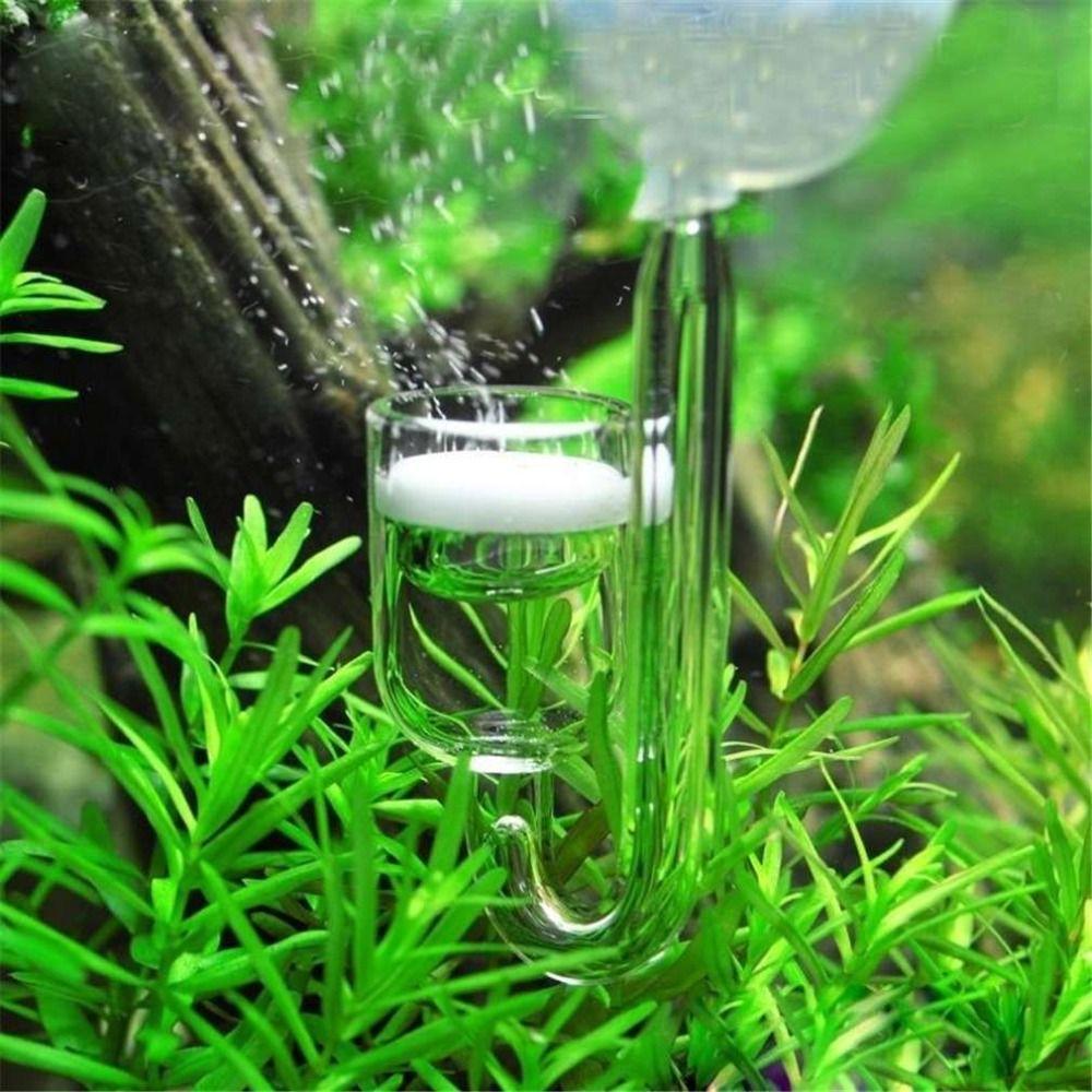 New U Shape CO2 Atomizer Suction Cup Transparent Glass CO2 Diffuser Refinement Glass Tube Check Valve Fish Tank