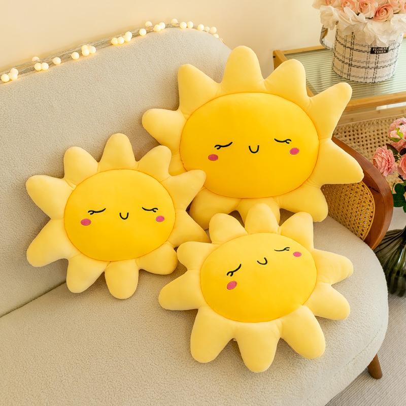 Entzückendes Sonnen-Stofftier Flauschiges Weiches Cartoon-Kissen Tragbare Dekoration für Autositz Kinder Kinder Feiertagsgeschenk