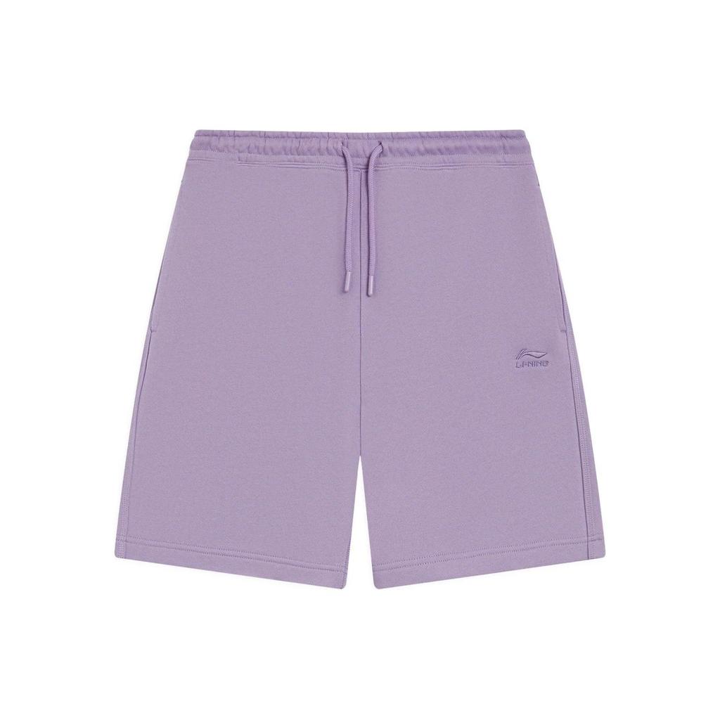 Lining Pure Color Logo Patch Lace-Up Shorts Men Bottoms Purple AKSS629-7
