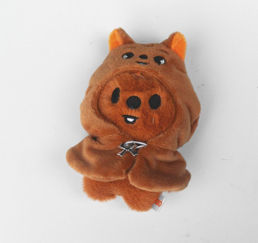 Skzoo 10Cm Plush Keychain Stray Kids Fm Bean Eye Cloak Doll Mini Plush Doll Cloak Doll Clothes Square Can Backpack Pendant