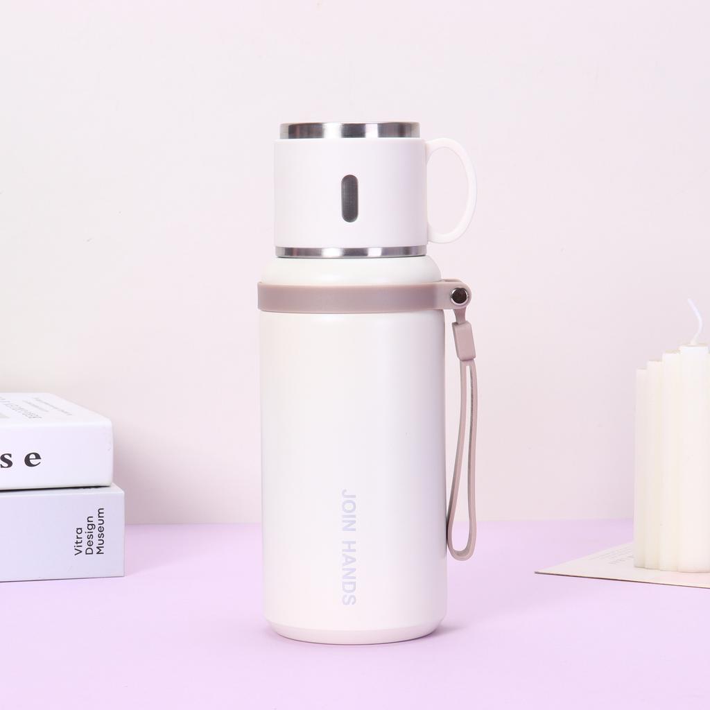 Neue 316 Edelstahl Sportflasche für draußen mit Seil Auto Wasserkrug Doppeldeckel Große Kapazität Thermoskanne