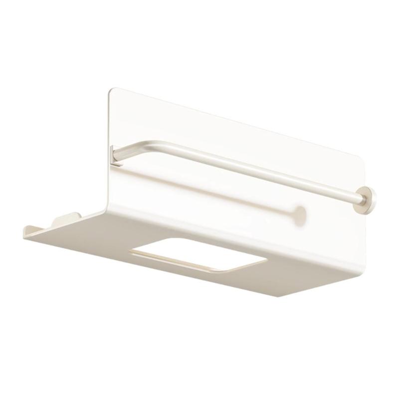 Rustproof Carbon Steel Kitchen Towel Rack With Strong Adhesive Backing Wall Mount Space Saving белый