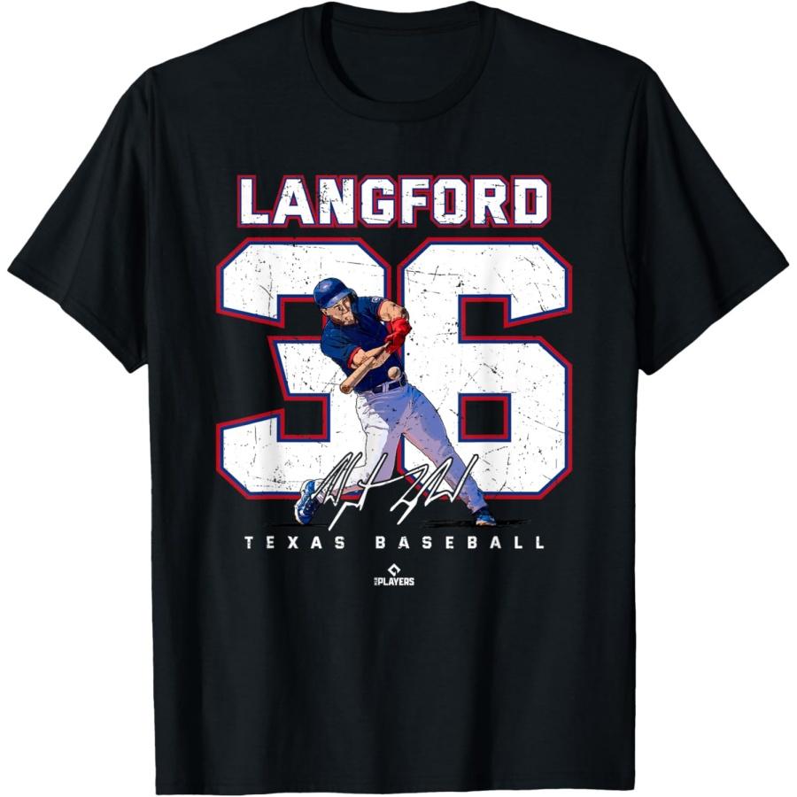 Number and Portrait Wyatt Langford Texas MLBPA T-Shirt(1) XXXXXL чёрный