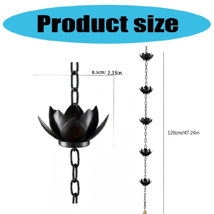 Flower Antique Iron Rain Chain for Gutter and Rain Rust Resistant Plated Garden Decors Rain Chain for Downspout