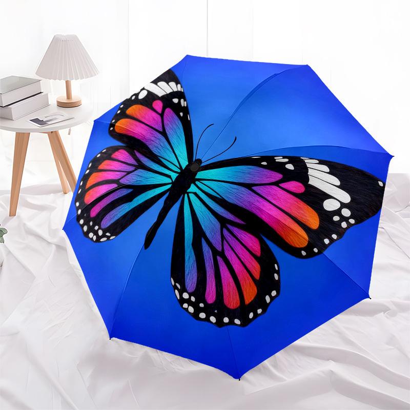 1pc Butterfly Wings Automatic Folding Umbrella, Heavy Duty 8 Rib Iron Frame,  Suitable for Travel, Daily Use, Birthday, Decor Gift  75
