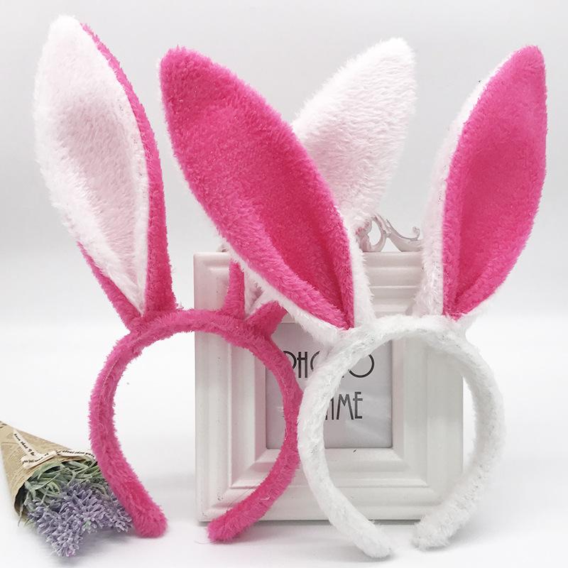 2PCS Easter Halloween Sequins Rabbit Ears Headband Ghost Festival Rabbit Headband Bunny Hairpin Cheering Props