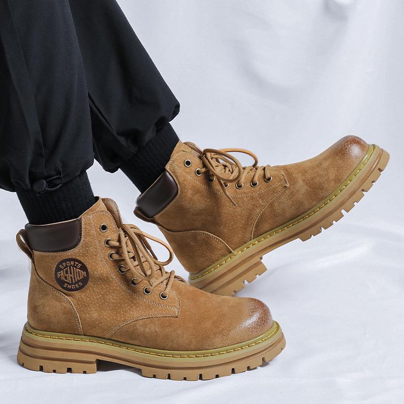 Martin Boots Herren Rhabarberstiefel Retro Alte dickbesohlte Erhöhungswerkzeugstiefel 44306-J