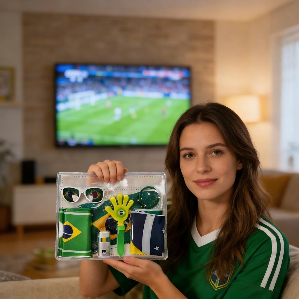 Football Fan Set: Flags, Glasses, Clappers, Face Paint, And Cheering Props