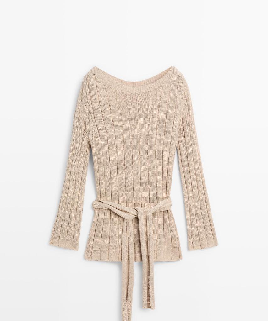 Masimodutti Cotton Blend Boat Neck Knit Sweater